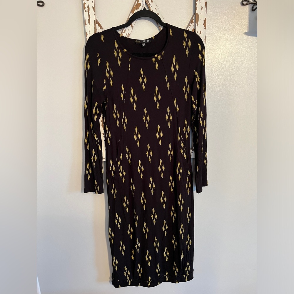 Kozan Black Diamond Print Dress With Pockets Size XS EUC